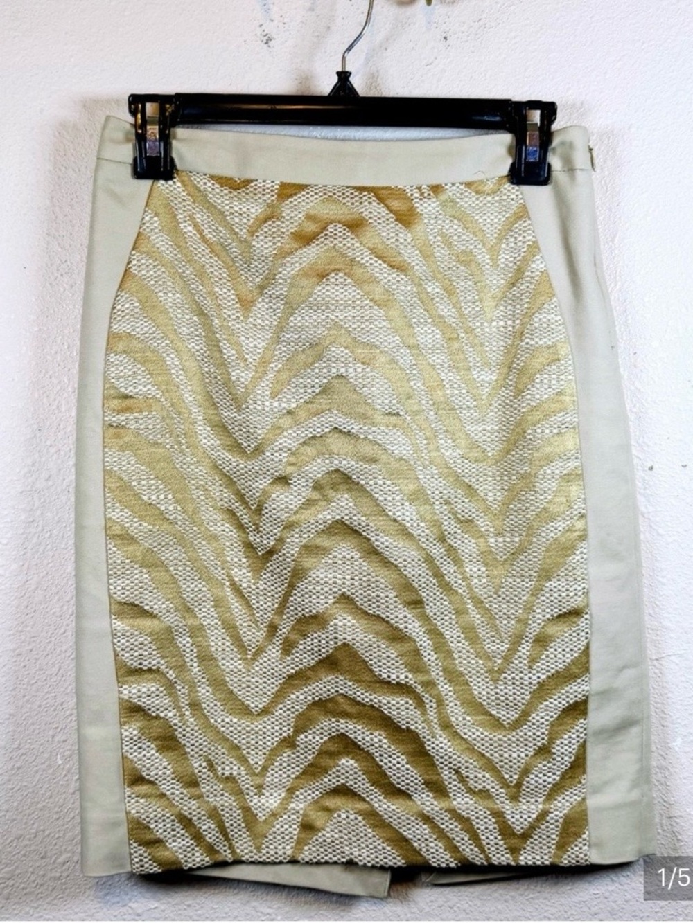 The Limited Cream and Gold Zebra Jacquard Pencil Skirt
